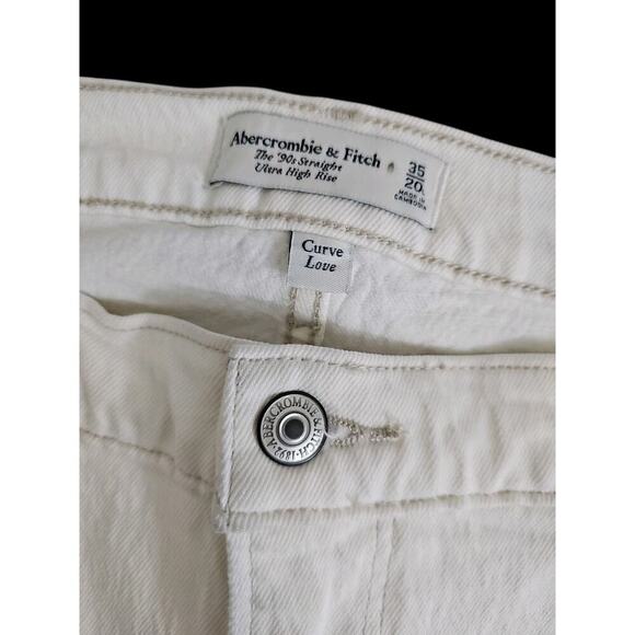 ABERCROMBIE & FITCH~Woman Plus Sz 35/20~Ivory Curve Love The 90s Straight Jeans. - Picture 12 of 16